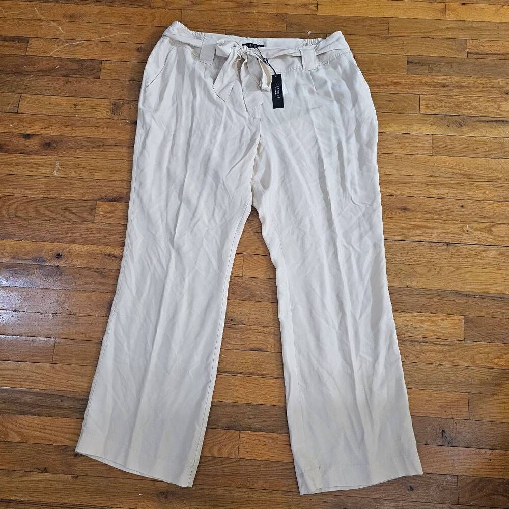 Talbots Beige Silk Dress Pants Size 18 Straight Leg Zip